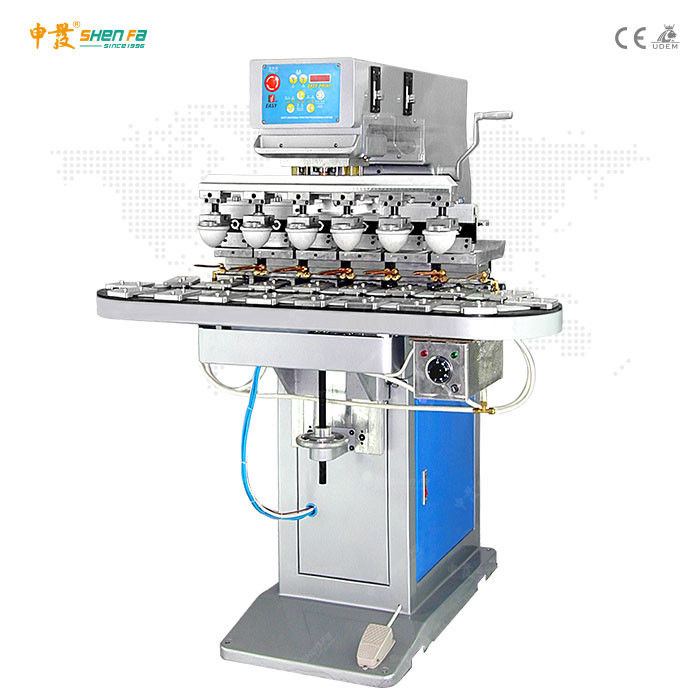 6 Color 800pcs/hr Semi Automatic Pad Printing Machine With Conveyor
